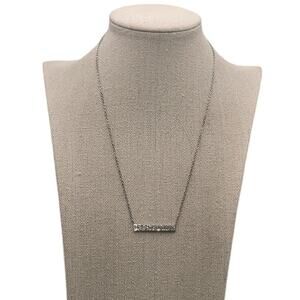 Vintage Rhinestone Bar Silver Necklace Signed DBJ